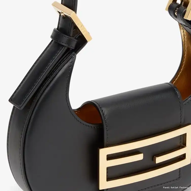 Cheap HOT Cookie Bag Leather Black Hobo Calf Mini In Fendi 0602